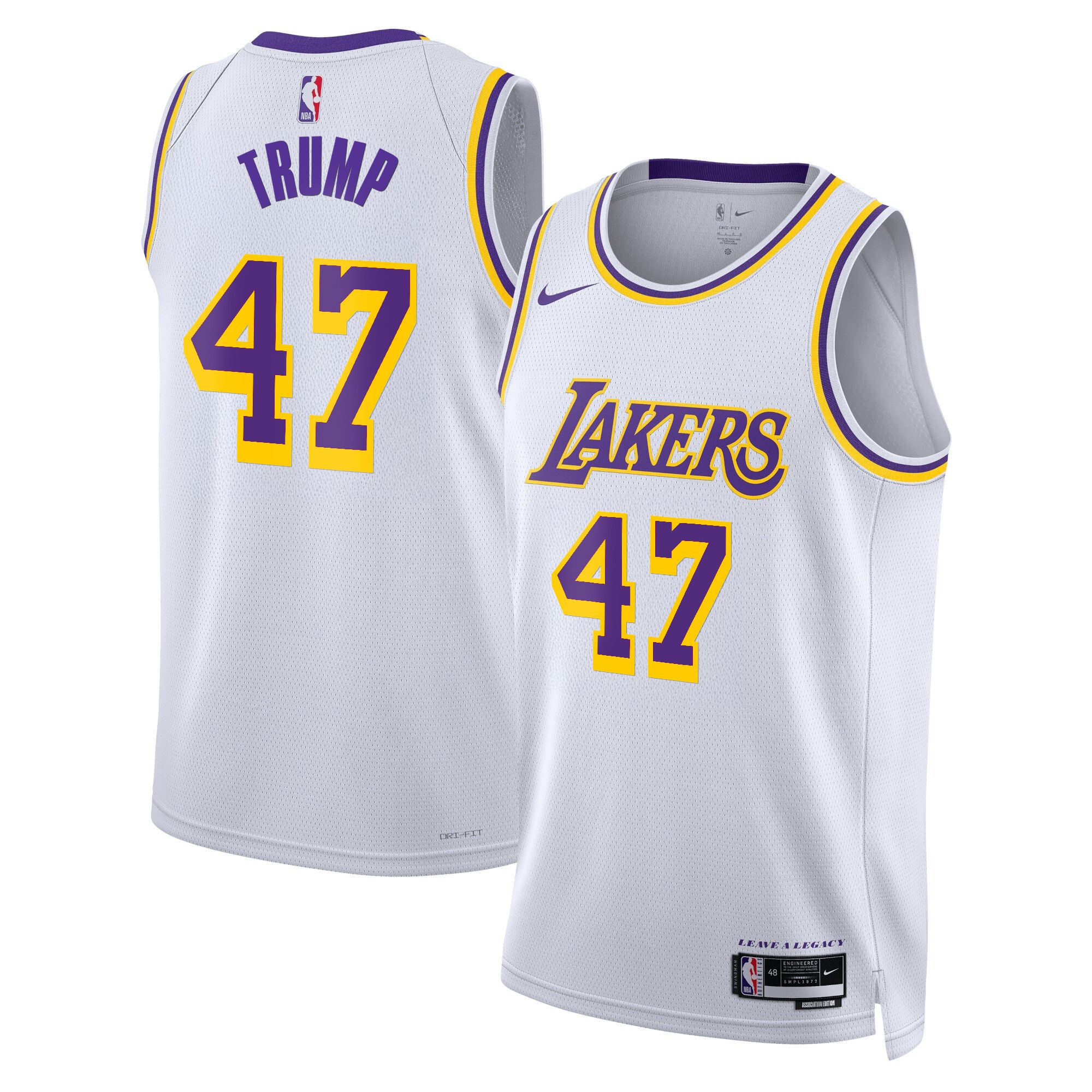 Men Los Angeles Lakers #47 Trump White 2025 Nike Swingman NBA Jersey
